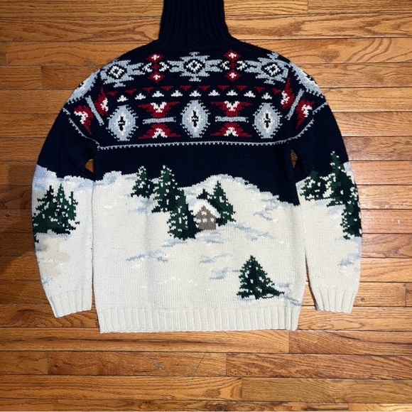 Ralph Lauren Navy and Cream Turtleneck Sweater - Picture 4 of 5